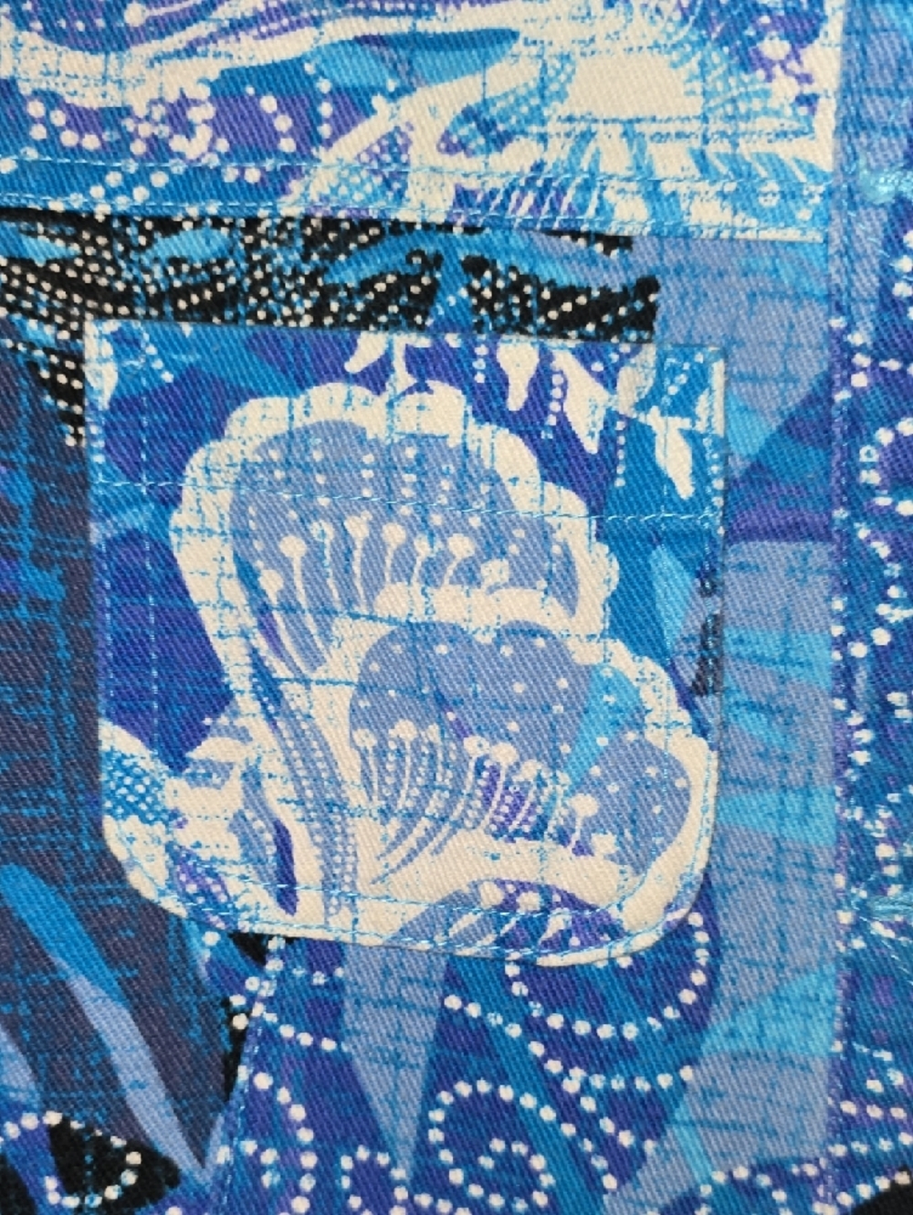 Ruby Rd.‎ Blue Multi Floral Patchwork Jean Jacket - Picture 2 of 4